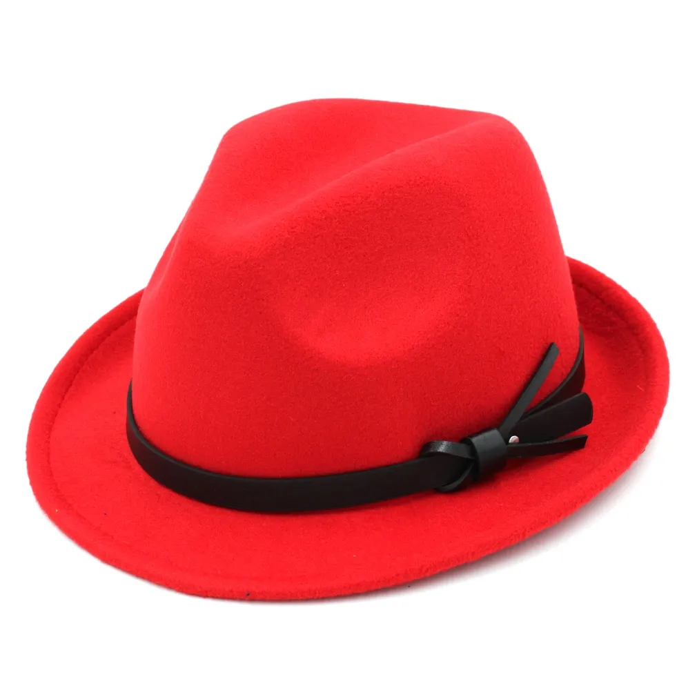 Unisex New Fashion 펠트 재즈 모자 클래식 탑 모자 남성 여성 우아한 단단한 Sunhat 뻣뻣한 브림 Fedora 세련된 트리비 트 갱단 Gangst4477173