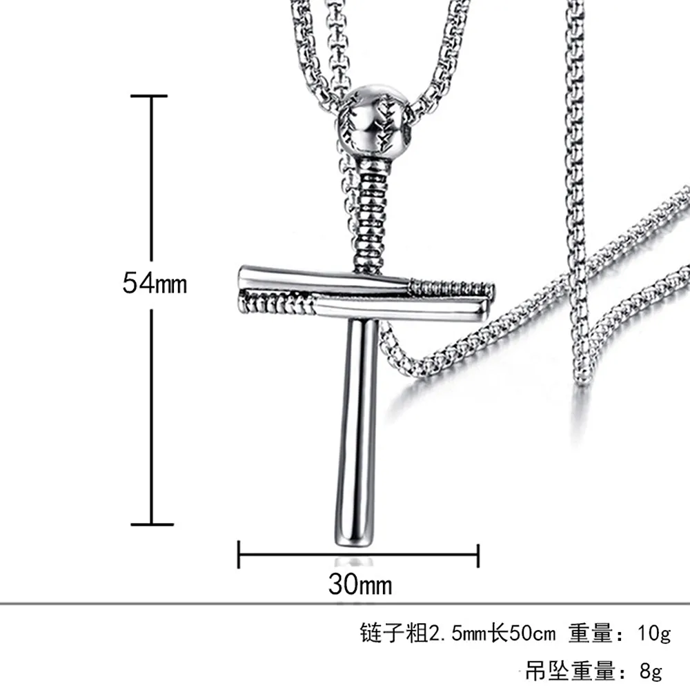 European and American outdoor baseball cross pendant necklace Fashion personality Man's accessories 244e