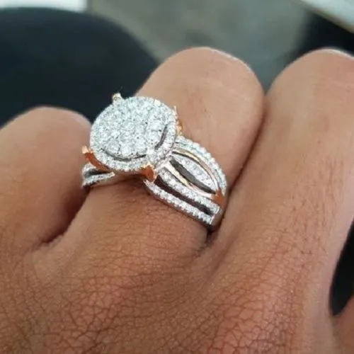 Anéis de diamante rosa e ouro inteiro 14k, luxo, banquete, noivado, anillos bizuteria, joias redondas de casamento, topázio, diamante288b