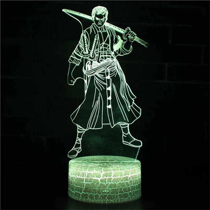 Luz noturna para crianças Macaco de uma peça D Luffy 3d Night Light Borpoise de cabeceira Lâmpada 7 Cores Alterando o Halloween Birthday Gift F311p