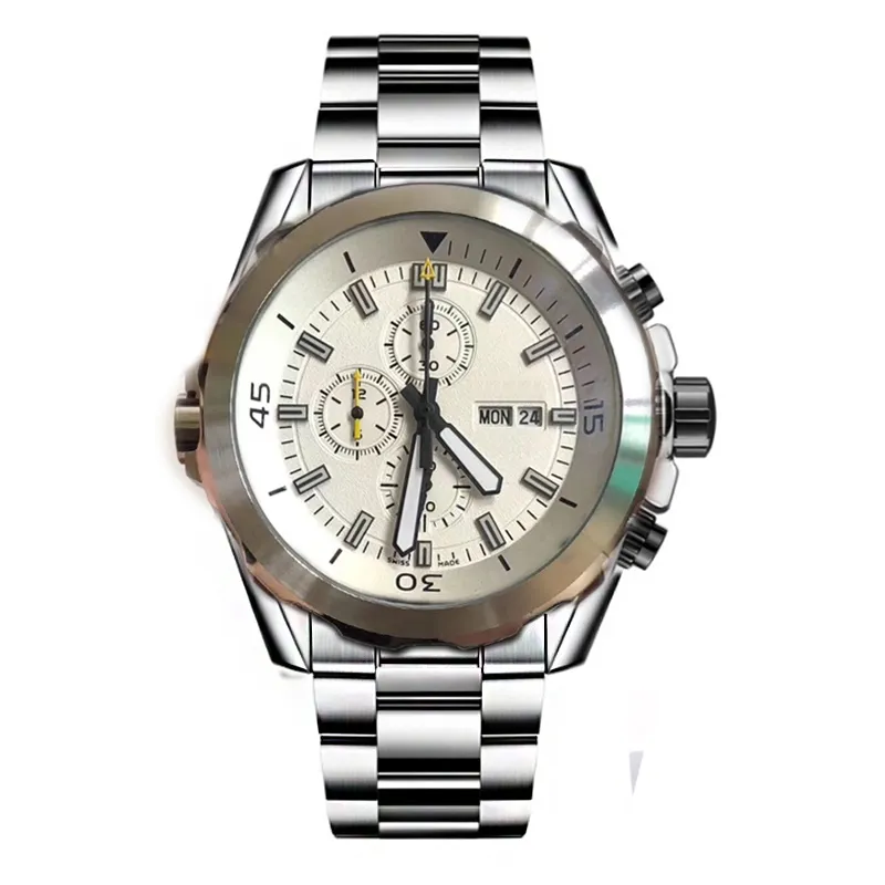Дизайнерские мужские спортивные часы Япония Кварцевый механизм Хронограф черные наручные часы с резиновым ремешком Мужские часы-пилот Известный бренд Wristwa217R