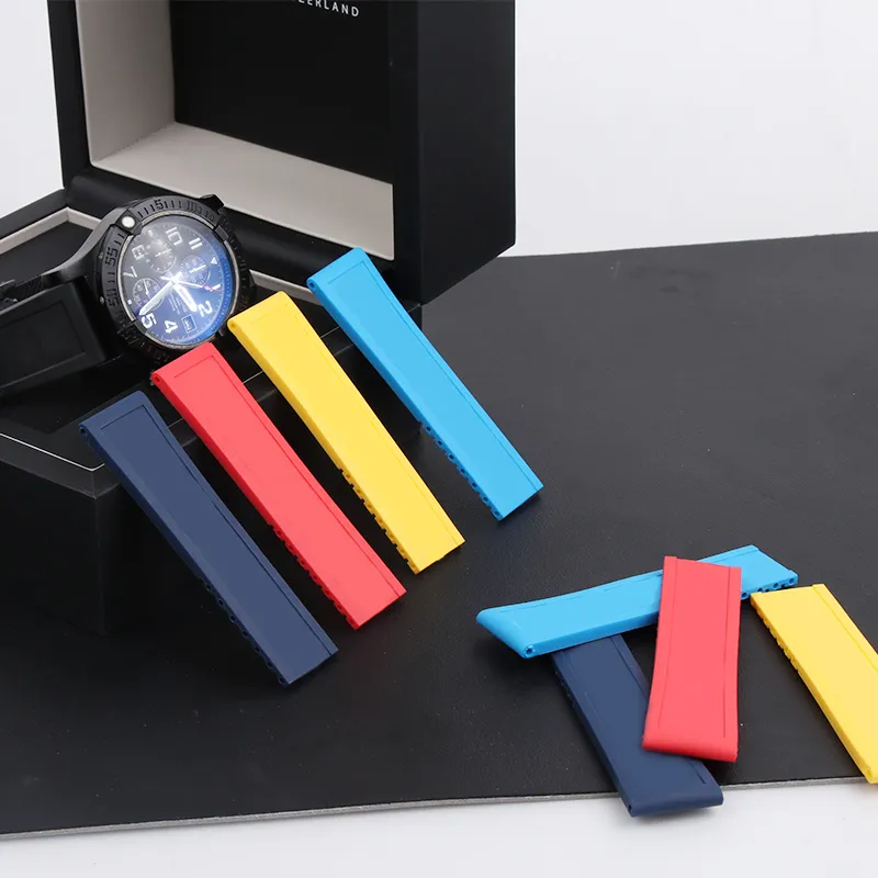 Wodoodporny 22 mm gumowy silikonowy opaska zegarkowa do Breitling Avenger Series Watches Pasp Paspband Man Fashion Black Blue Y261E
