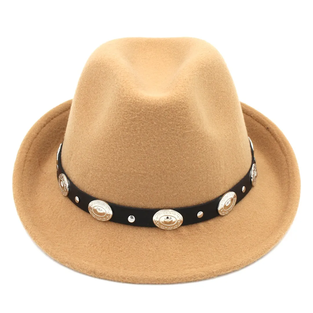 Fashion Wool Blend Fedora TRILBY CAP MENINO MULHER GANGSTER Cap Hat Hat Black Leather Band7796102