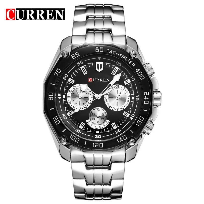 2020 Curren 8077 Säljer Mens Watches Analog Quartz Business Classic Trendy Rostfri Steel Men Watch Oem Montre de Luxe254e