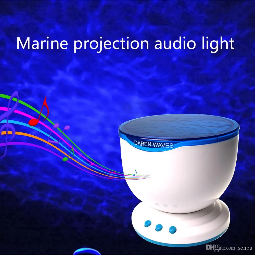 Brelong Jiewen Ocean Sea Fale LED Nocne światło projektor Lampa głośnikowa Świąteczna Prezent Blue253y