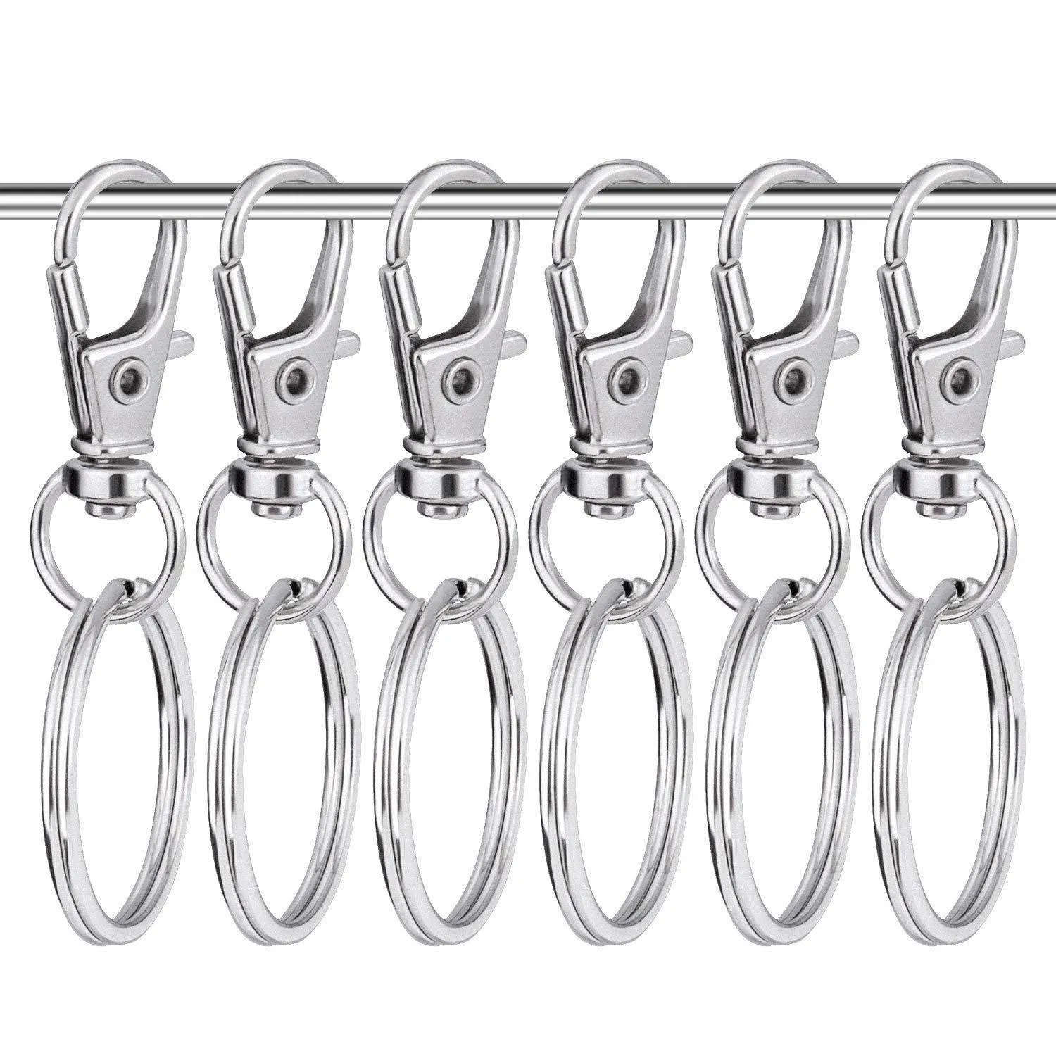 120 stuks draaibare lanyard karabijnhaak metalen karabijnsluiting met sleutelhangers DIY sleutelhanger sieraden sleutelhanger sleutelhanger accessoires zilver Color231s