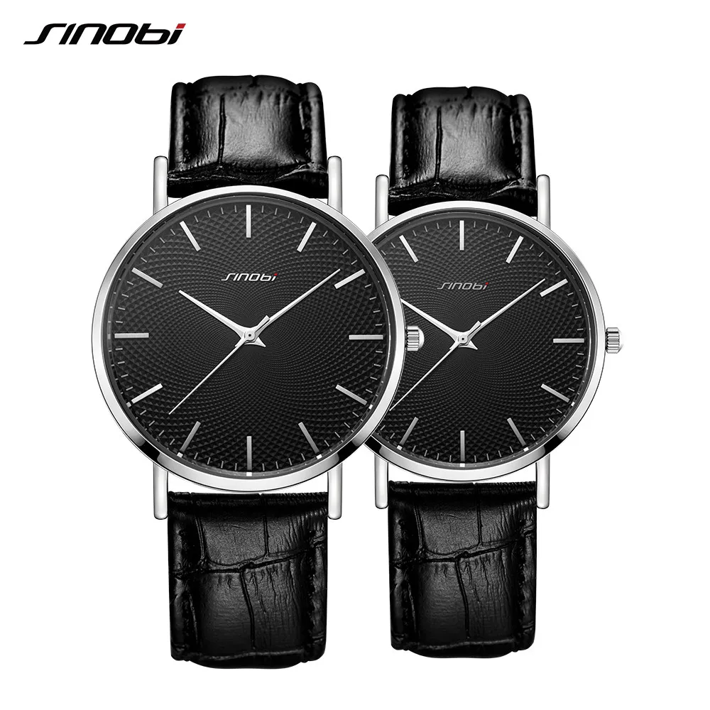 Sinobi Set Couple Watches Top Luxury Quartz Mans Mans montre une bande en acier inoxydable UltraHin Quartz Time Wristwatch Reloj Mujer292s