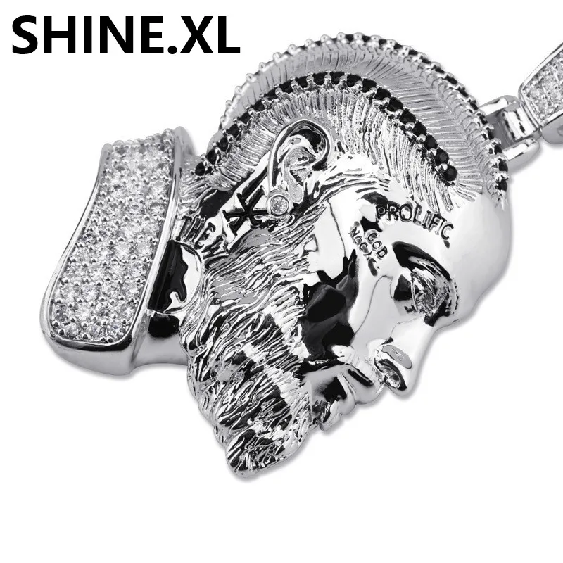 Nipsey Hussle Men's Skull Pendant Necklace Iced Out Gold Chain Gold Silver Cubic Zirconia Hip hop Rock Jewelry217j