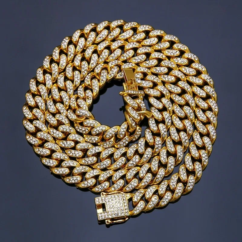 Хип-хоп Куба Цепь Человек Полностью украшенное драгоценностями Ожерелье Ювелирные изделия Tide Хип-хоп Браслет Браслет253l
