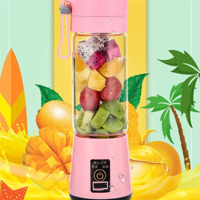 Electric Juicer Portable 4 Blender Rechargeable USB Fruit Vegetable Tools Personal Blender 380ml Outdoor Juicers3210