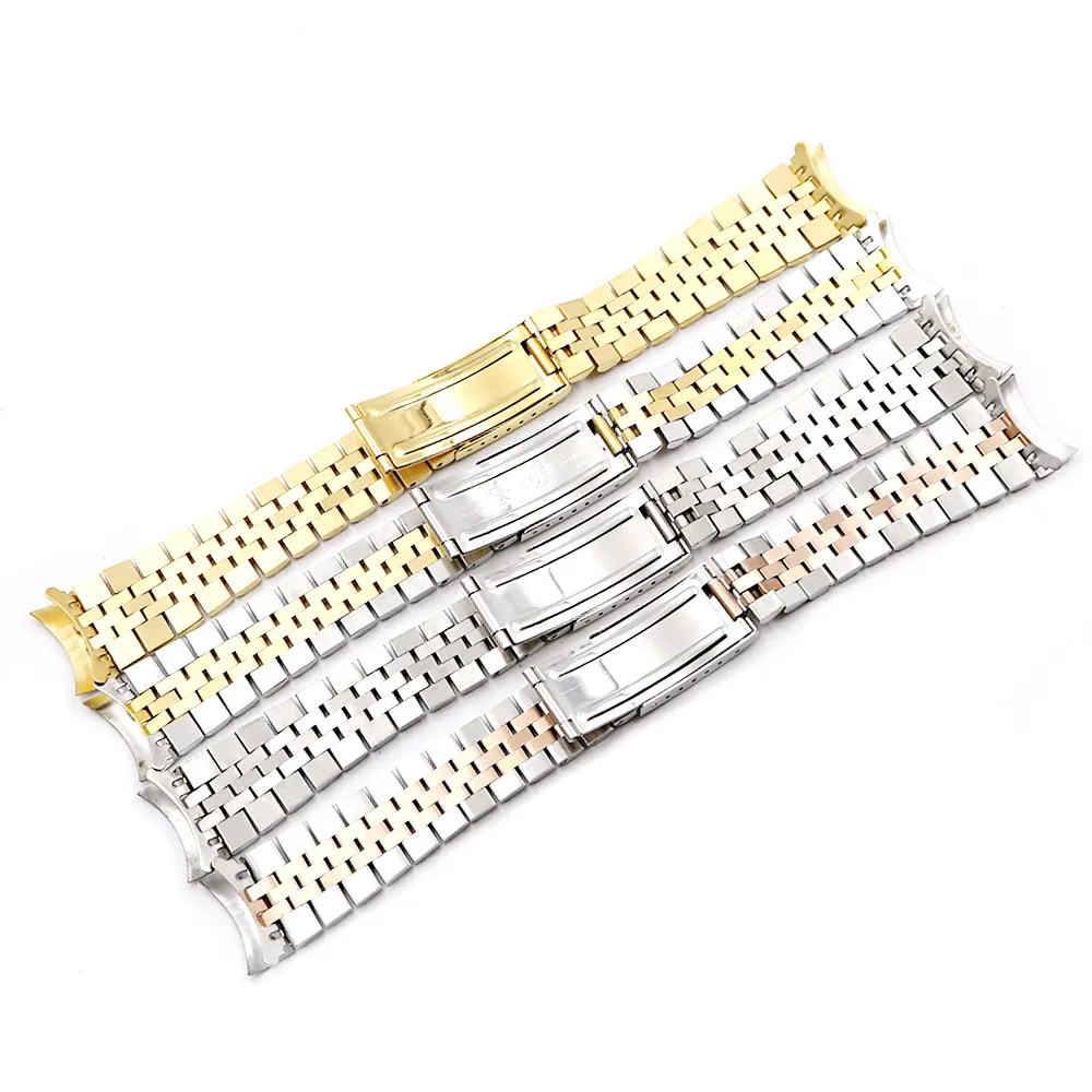 Carlywet 19 20 22mm Two Tone Hollow Curved End Solid Screw Links Ersättare Watch Band Strap Old Style Jubilee Armband CJ191225223B
