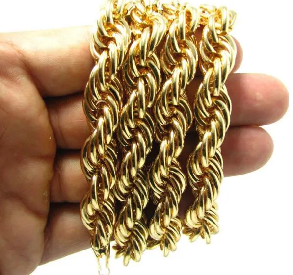 Collar de cadena de oro de 18 quilates Collar de cadena de metal de 10 mm de espesor y 90 cm de largo 2886