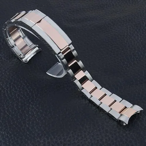 20 21mm noir argent brossé 316L solide en acier inoxydable bracelet de montre bracelet de ceinture Bracelets pour rôle Submariner hommes Logo mental On265f