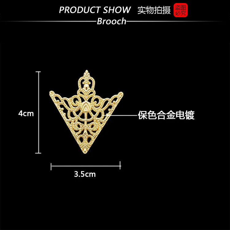 I-remiel Vintage Fashion Triangle Shirt Collar Pin For Men And Women Hollowed Out Crown Brooch Corner Emblem Jewelry Accessories T190622