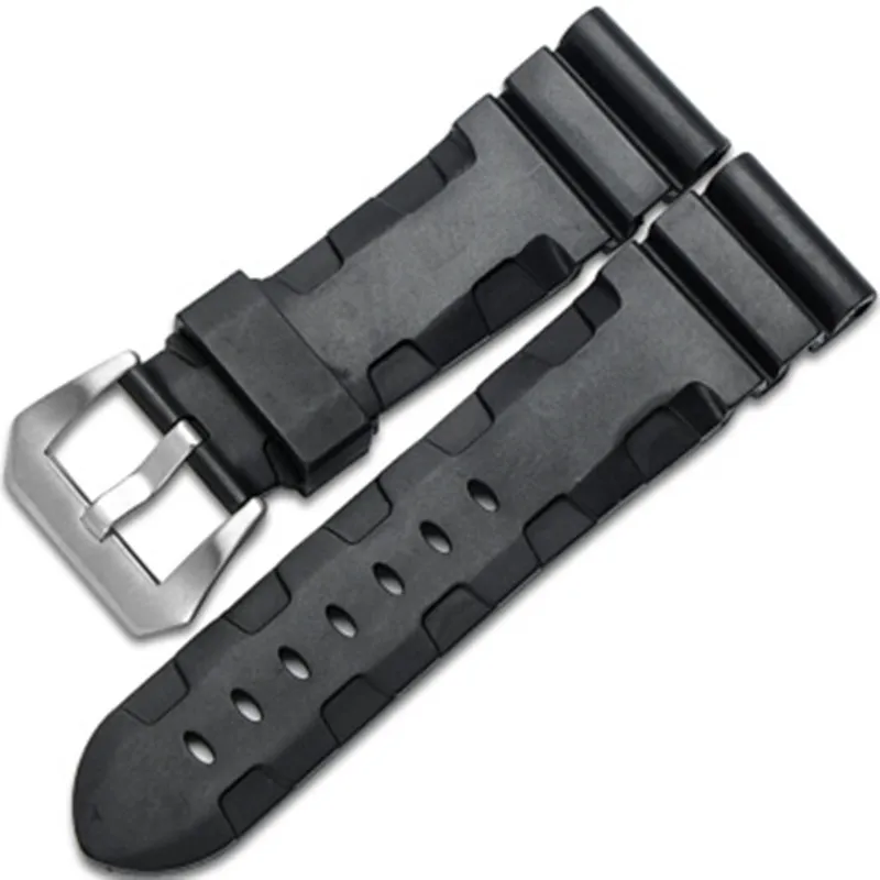 Rubber Band For Panerai Watch Silicone Strap Wrist Watchbands Black 24 26mm319C