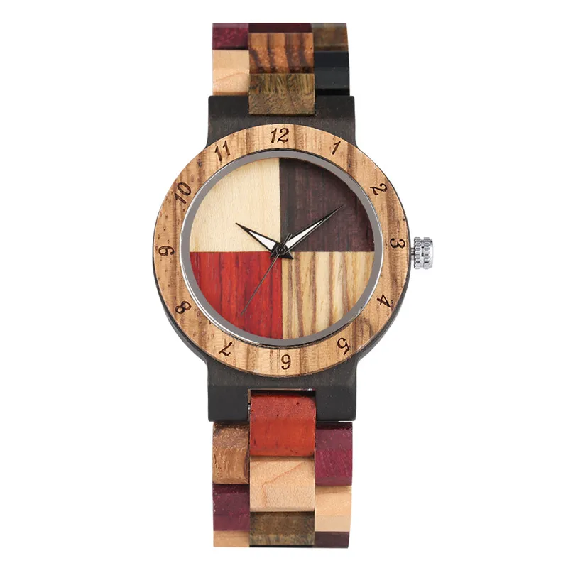 Handgefertigte Luxus-Paaruhr aus Naturholz für Herren und Damen, Quarz-Armbanduhr mit analoger Anzeige, klassische Bambusuhren, mehrfarbig, aus Holz 258f