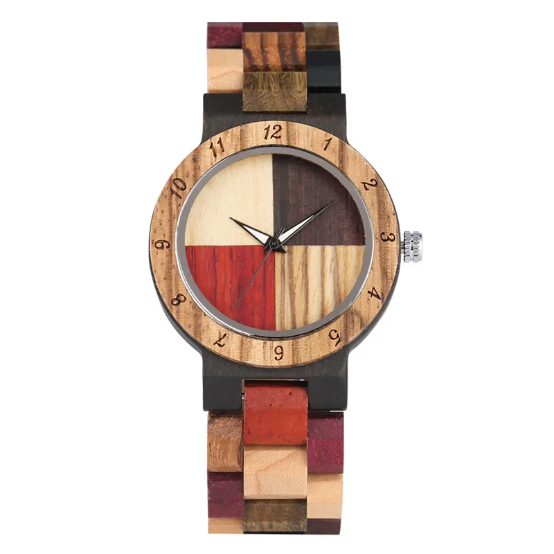 Handgjorda lyxiga naturliga träpar Titta på Mens Womens Quartz Analog Display Arvur Klassisk bambu klockor Multicolor Wood 313r