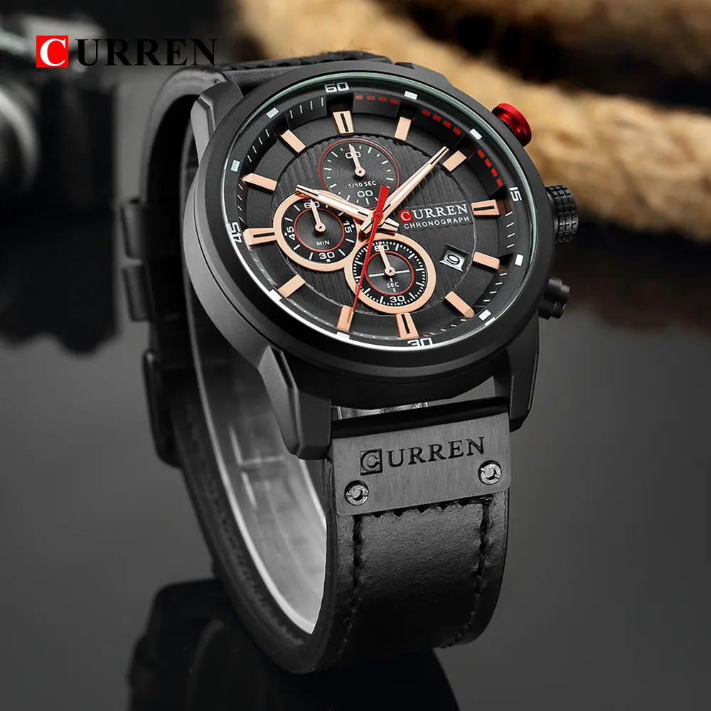 Curren Fashion Quartz Mężczyźni obserwują najlepsze markę luksusowy męski zegar chronograf sport męski zegarek hodinky relogio masculino c12602