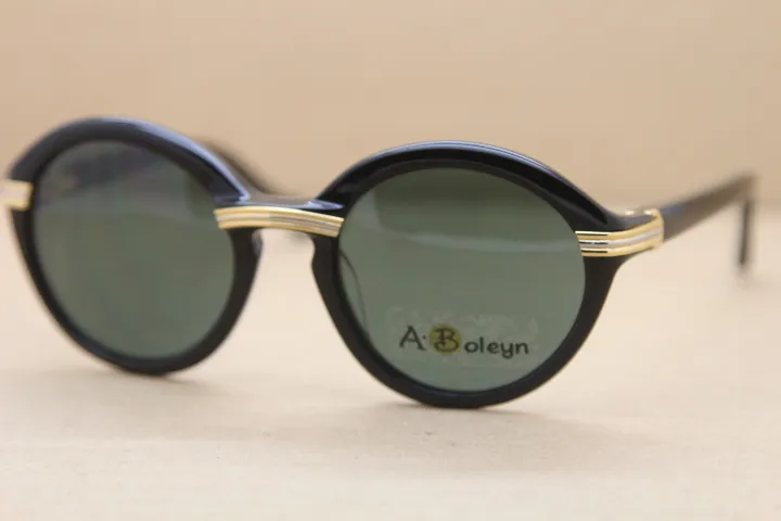 Óculos de designer inteiro 1991 Original 1125072 Braços vintage Óculos de sol dos óculos molduras de moda de tábua redonda Óculos de sol Size52-22-1269T