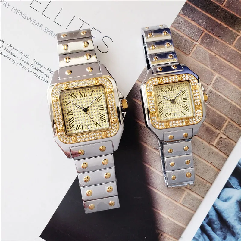 Men and women watches quartz movement iced out casual dress clock all diamond watch battery analog wristwatch splash waterproof sh261L