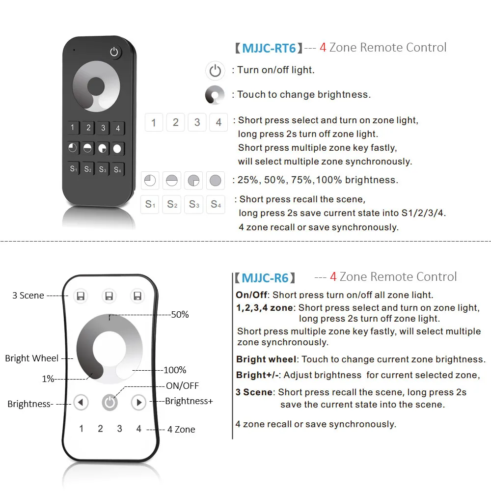 V1-L LED Dimmer 12V 24V 1CH 15A PWM Stepless Dimming Switch Wifi RF 2.4G Wireless RF Remote