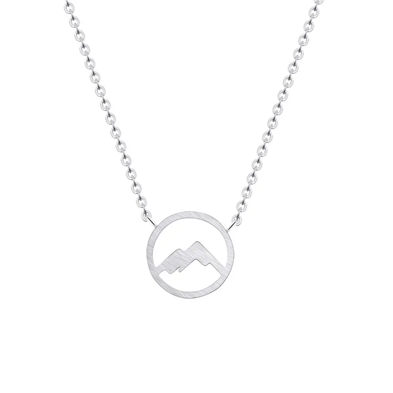 Rose Goud Range Mountain Ketting Vrouwen Eenvoudige Sieraden Bruidsmeisje Gift Rvs Choker Cirkel Hanger Collare Femme 2020299c