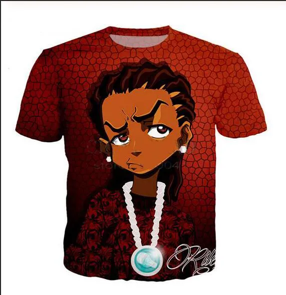 Newest Fashion Mens/Womans Boondocks Summer Style Tees 3D Print Casual T-Shirt Tops Plus Size BB024