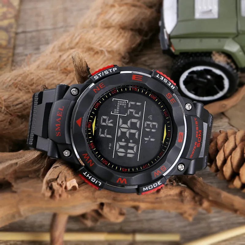 Masowe mężczyźni zegarek marka Smael Digital LED zegarek wojskowy Zegar Zegar Zegar 50m Waterproof Nurce Outdoor Sport Watch WS1235267z
