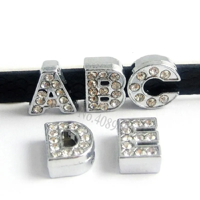 130 pièces 8mm plein strass anglais Alphabet A-Z bricolage glisser lettres glisser lettre charme idéal pour bracelet bracelet LSSL01 130 CJ191116277u