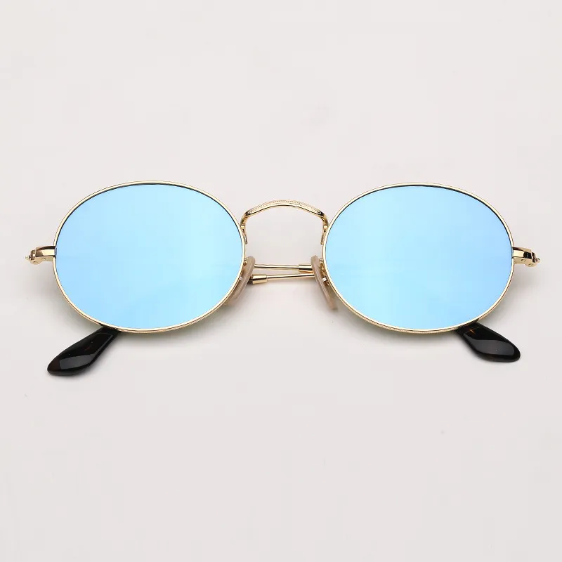 Stijl ovale zonnebrillen dames vintage retro ronde frame flash platte lens heren zonnebrillen vrouwelijke zwarte hiphop heldere bril UV400 GA276X