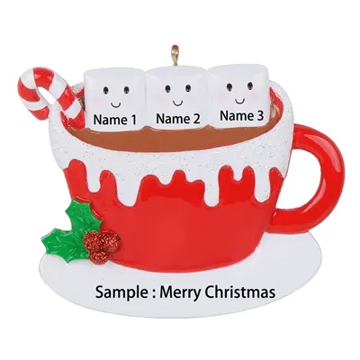 Cały kakao z Marshmallows Family z 6 spersonalizowanymi ozdobami bożonarodzeniowymi używanymi do świątecznej pamiątki Dekoracja domu 25m
