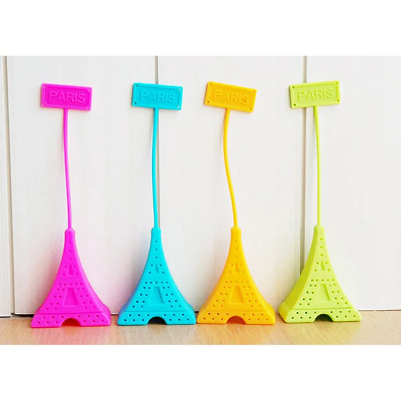 Eiffel Tower Silicone Loose Tea Strainer Herbal Spice Infuser Tea Leaf Filter Spoon Diffuser Green Orange pink229u