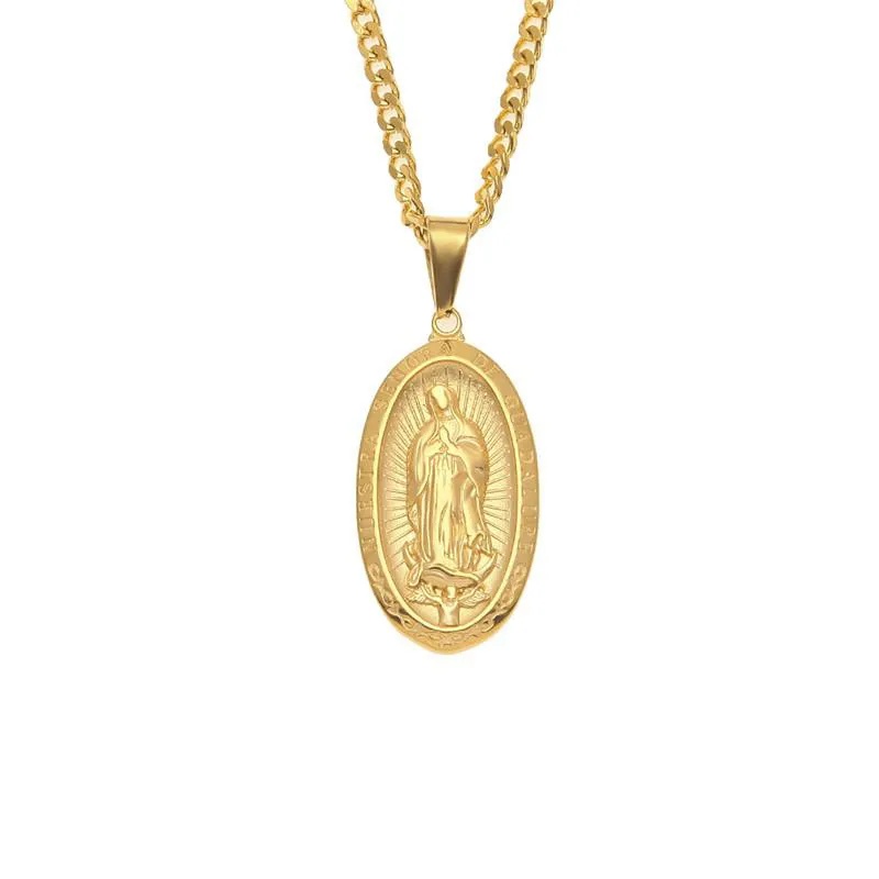 Tide brand Unisex necklace Virgin Mary Pendant jewelry Hipster personality Exquisite Stainless Steel Pendant necklace wholesal245B