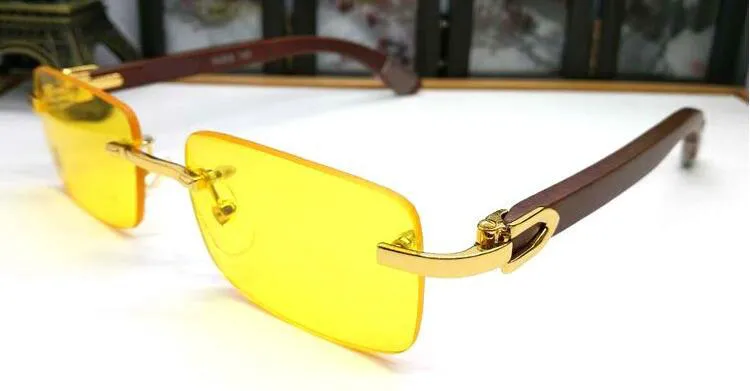 Nowe przybycie kobiety męskie okulary przeciwsłoneczne drewniane białe szklanki rogu bawołów Bezczynne okulary złoto z pudełkiem niebieski różowy żółty czerwony 247J