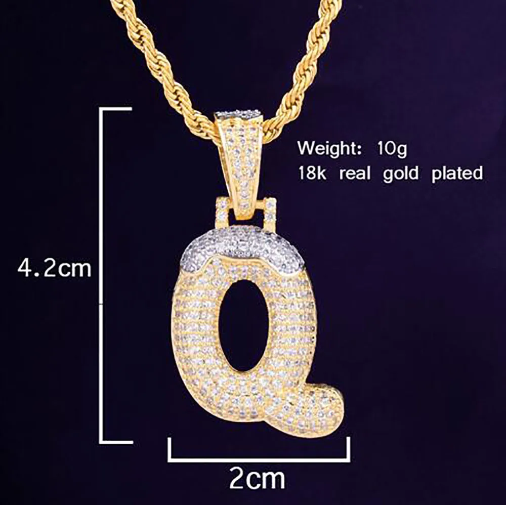 Aangepaste Naam Sneeuw Top Kegel Beginletters Kettingen Met Touw Ketting Mannen Zirkoon Hip Hop Sieraden Vrolijk Kerstfeest gift277S