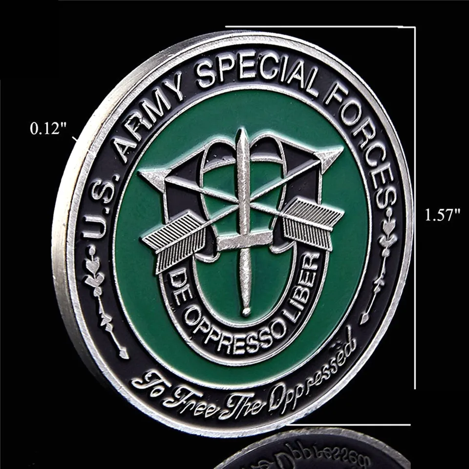 EUA America Exército Forças Especiais de Artesanato Nice Green Guerreta Militar Metal Coin Collectibles9597557