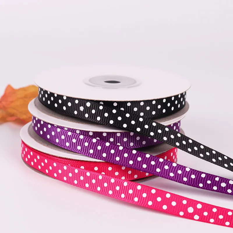 Dekorativt band Roll Polka Dots 25 meter Tunn Brithday Cake Bow Thanksgiving Presentförpackning Wrap Belt Bröllopsfest dekoration