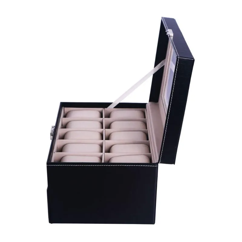 20 grades de couro do plutônio caixa de relógio caso profissional titular organizador para relógios caixas de armazenamento de jóias caso display2301