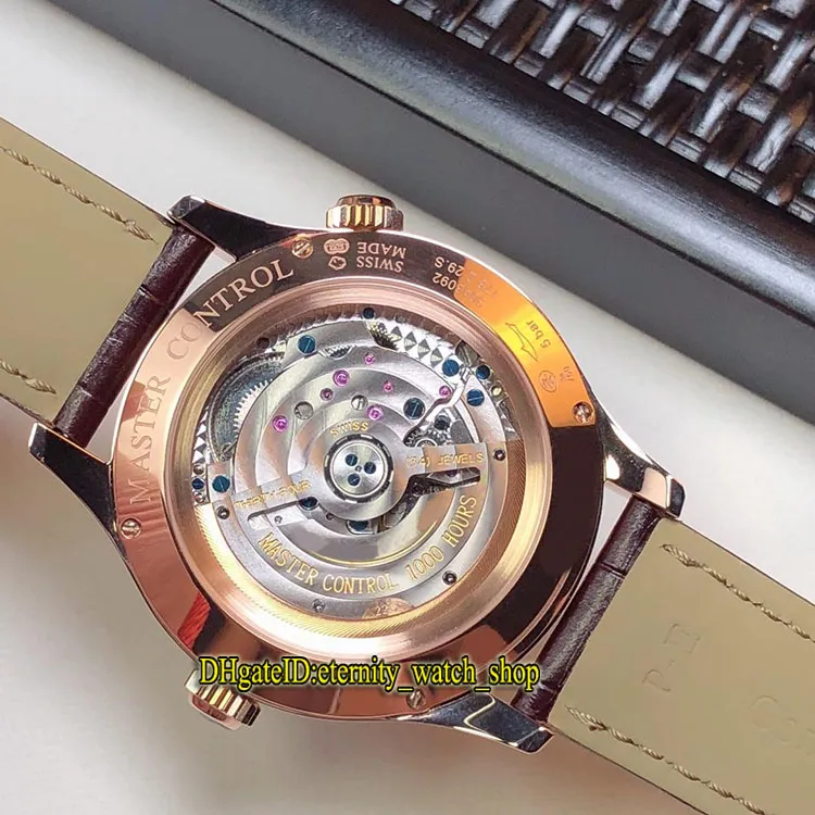 Versione di livello superiore MASTER GEOGRAPHIC Q1422421 Quadrante multifunzione nero Cal 939A Cassa automatica in oro rosa Orologio da uomo Cinturino in pelle 348w