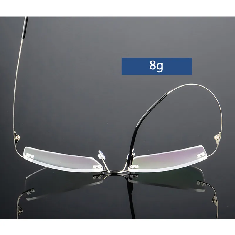 Vollständige Titanlegierung Randlose flexible optische Brillengestell Mann Frau Myopie Eyeg Rahmen verschreibungspflichtige Brille rahmenlos Q858261Q