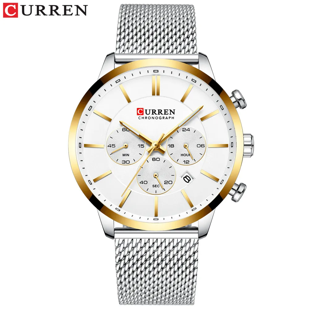 New Curren Watch 남자 크로노 그래프 석영 비즈니스 남성 시계 최고의 브랜드 럭셔리 방수 손목 시계 reloj hombre saat250j