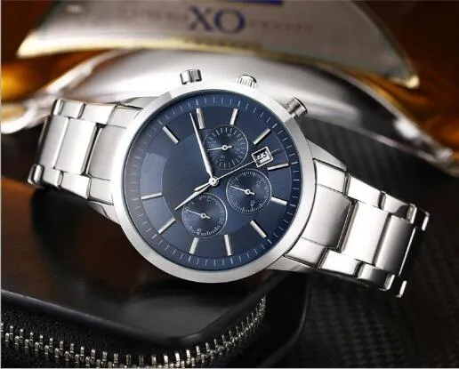 Przedmioty najlepsze modne zegarek luksusowy stal kwarcowy zegarek sportowy skóra stop zegarek chronografie na rękę życiowe wodoodporne mężczyznę 208U