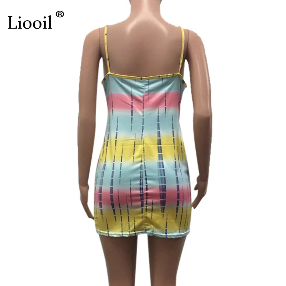 Liooil plus size tie dye mini klänning sexig klubb bär sommarkläder för kvinnor ny ankomst 2019 bodycon klänningar kvinna fest natt t208650406