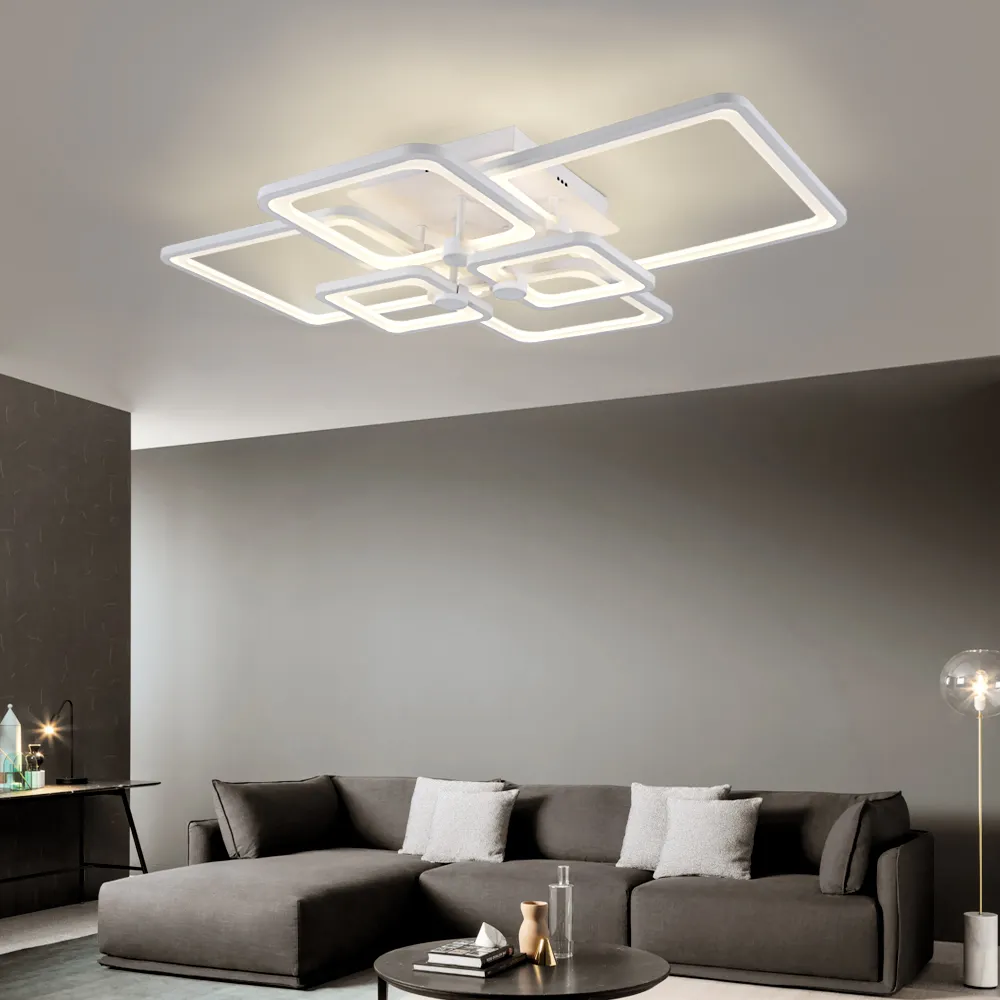 Plafonnier LED carré créatif personnalisé éclairage domestique atmosphérique simple et moderne adapté au salon chambre à coucher étude ceili204N