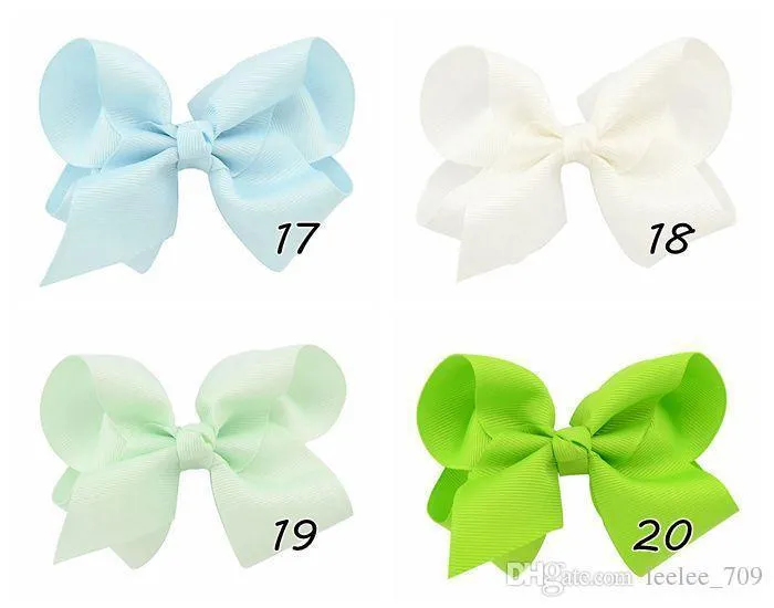 WHOLER 4 بوصة عقدة المركز Baby Girls Solid Grosgrain Hair Bows مع مقاطع التمساح 5383858