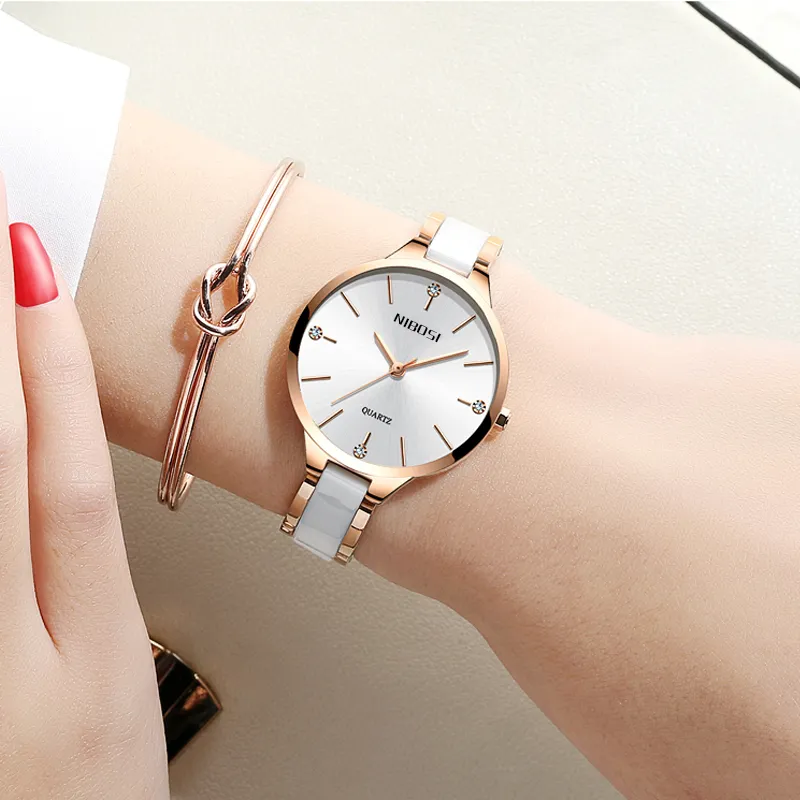 NIBOSI Montre femmes montres dames créatives femmes Bracelet en céramique montres Femme horloge Relogio Feminino Montre Femme307l