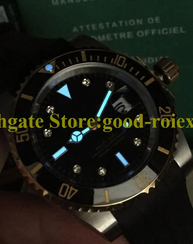 Luxury Męski Zegarek Crown Automatyczne Diamond Gold Watches Black Blue Golden Ceramic Guma Pasek 116618 Nurkowanie 116619 Sport nadgarstek2405