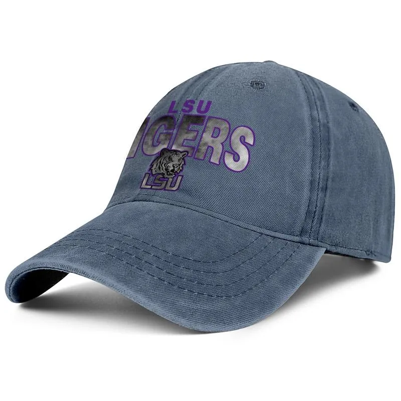 LSU Tigers Round Logo Unisex Denim Baseball Cap monterade cool personliga uniquel hattar fotbollsbasketkärnor rök logotyp guld1581313