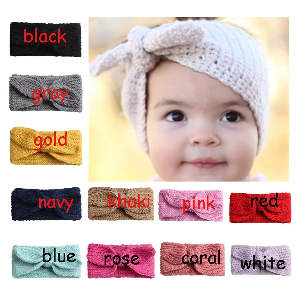 / hiver plus chaud oreille bandeau tricoté turban pour bébé filles crochet arc large bandeau extensible bandeau cheveux accessoires241Q