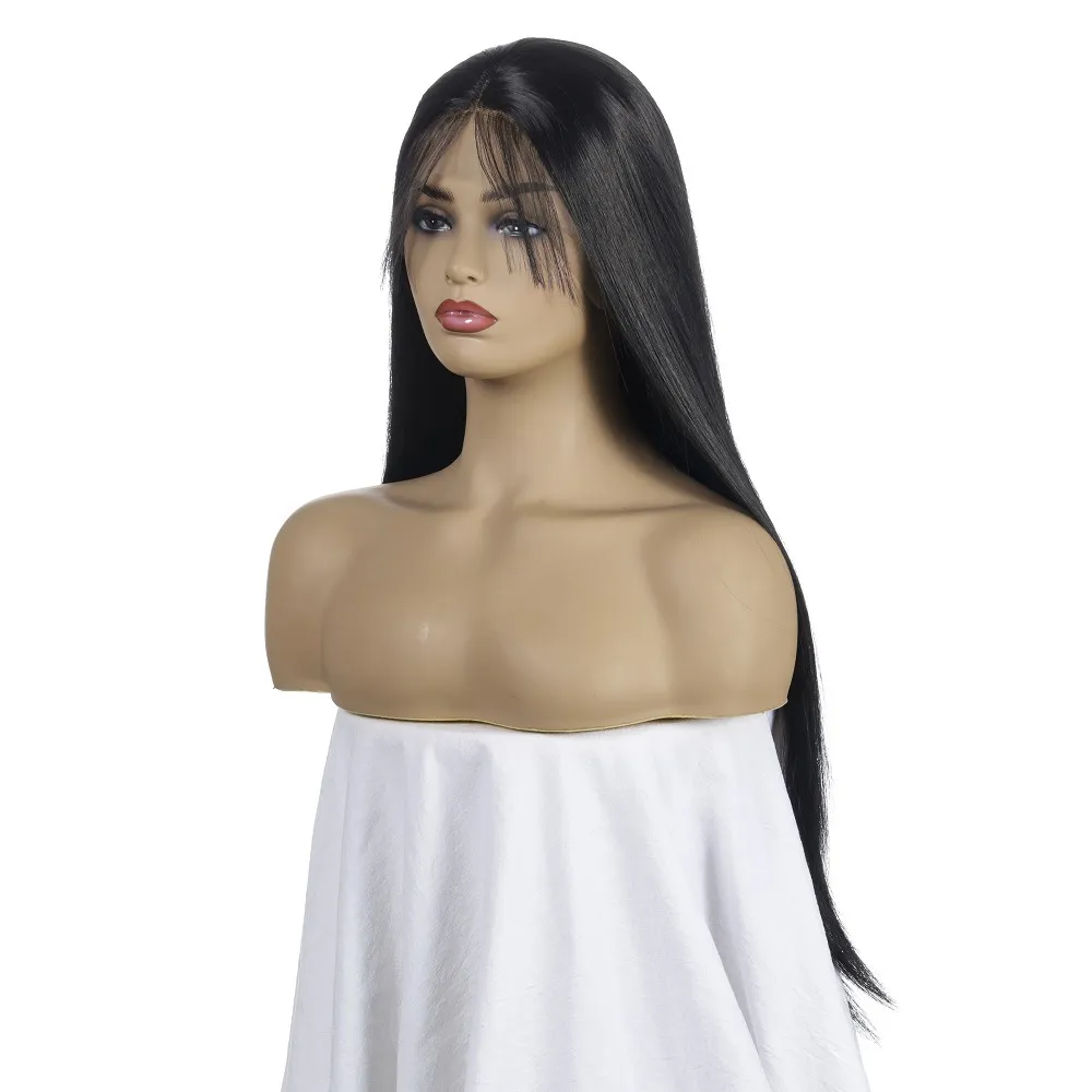 Amazon Selling Wig European and American Front Lace Women039s Long Straight Hair Blackhead Set High Temperature Silk Headge5975123